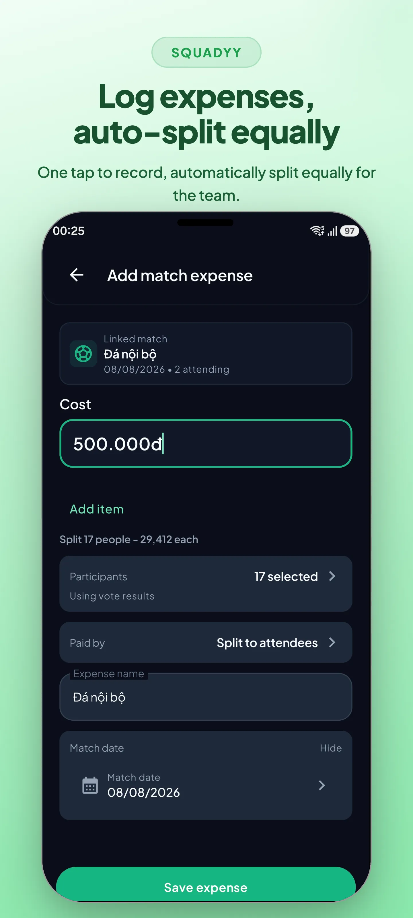 Match expenses