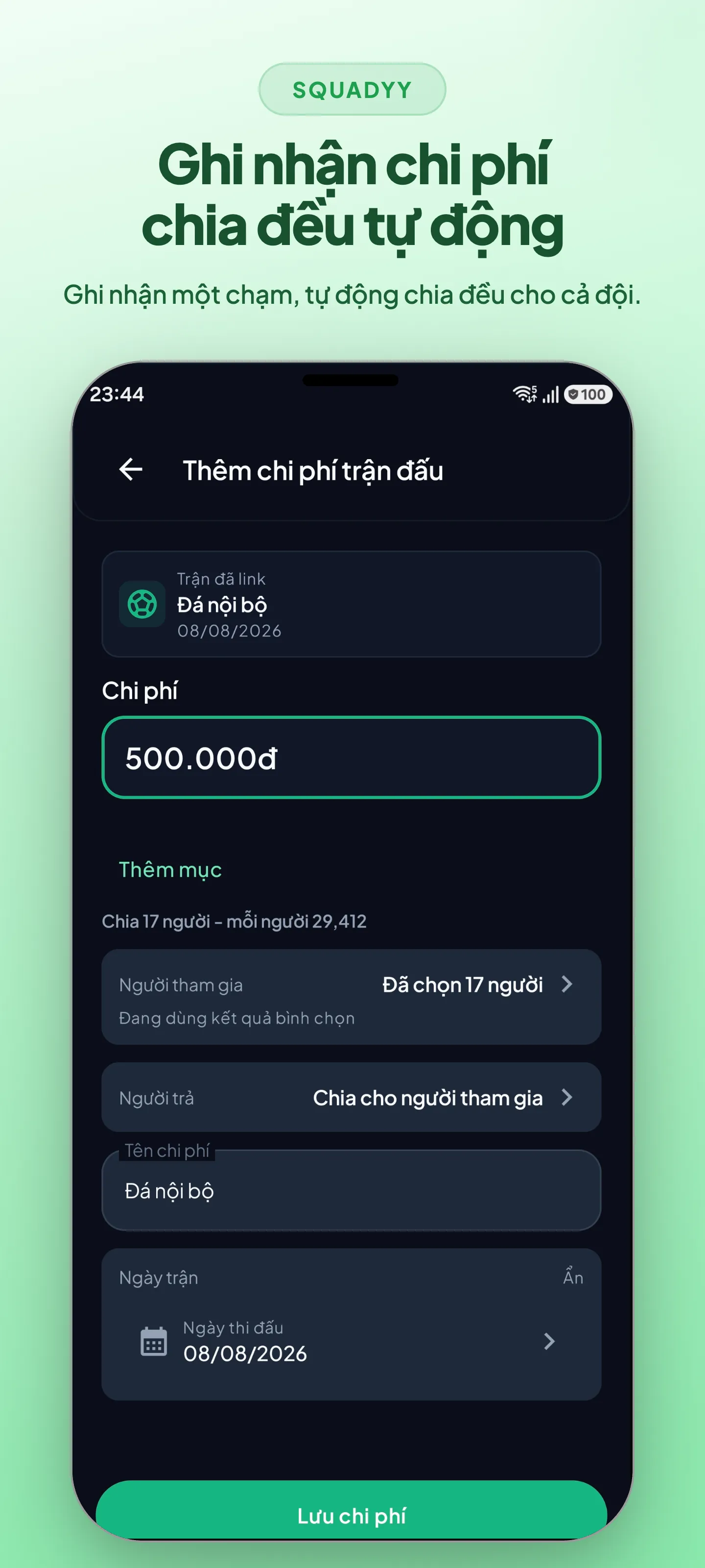Chi phí trận đấu